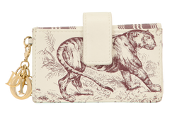 Christian Dior Toile De Jouy Card Wallet,Lthr,White/Brgdy,43-MA-1118,DB,2*